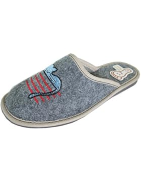 Hochwertige, bequeme Damen Hausschuhe aus Filz mit Gummisohle / Gestickte Katze