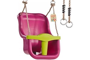 TRIBECCO Columpio infantil para bebés, columpio de plástico para bebés y niños pequeños (rosa (brezo) soporta hasta 50 kg