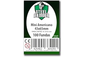 Steel Armour - 100 Fundas para Cartas Coleccionables, Tamaño Mini Americano 43x65mm, Plástico Transparente Resistente, Protección contra Desgaste y Daños.