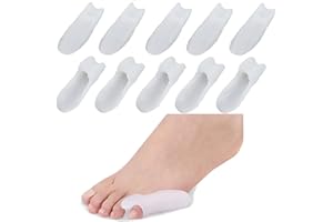 RUNRAYAY Paquete de 10 protectores de juanetes con separador, almohadillas de gel para juanetes de sastre para mujeres, juanetes, almohadilla correctora de juanetes para llevar con zapatos