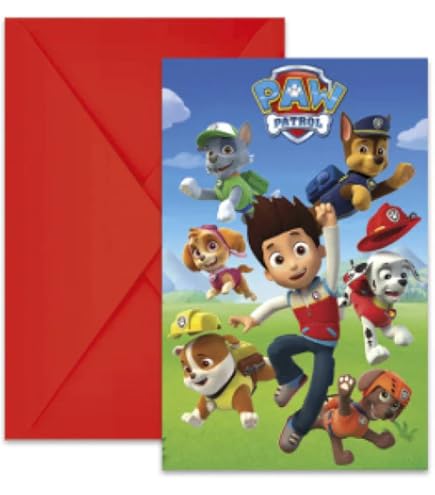 Cartes D'invitation Paw Patrol - Lot De 12 Cartes A6 Avec Enveloppes, Multicolore, Pour Anniversaire Enfant