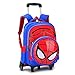 Produktbild BACKPACK Kinderrucksack Spiderman Printed Elementary Trolley Rucksack Kinder Schule Rollsack Primary Wheeled Book Bag Für 6-12 Alte Jungen Blue- 6 Wheels