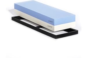 HKDZ Whetstone Knife Sharpener, 1000/6000 Grits Whetstone Sharpening Stone with Non-Slip Rubber Base for Kitchen, Hunting, and Pocket Knives or Blades