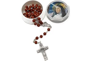 OVUNQUE PROTEGGIMI Rosario con Croce di Papa Francesco profumato alla Rosa. con Veri Petali di Rosa. con Scatola portarosario Santa Rita. Rose Petal Rosary.