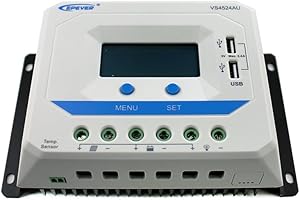 EPEVER PWM Laderegler 45A 12V/24V, Solar Charge Controller mit LCD Dispaly USB Anschluss,VS4524AU, vs4524au (45a, 12v/24v), 2502445