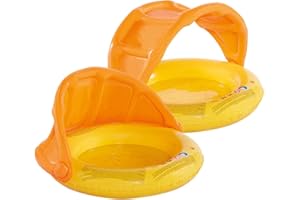 Smart-Planet Babypool mit Sonnendach - Planschbecken gelb/orange - 1-Ring Pool - Boden aufblasbar - 85 x 54 cm - Kinderpool - Mini Schwimmbecken