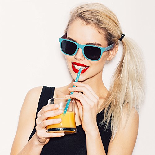 eBoot Papier Trinkhalm Trinken Dekoration Strohhalm für Geburtstag, Hochzeit, Weihnachten, Feierparty, 100 Stück, Golden und Blau - 5