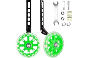 Nakazawa Adjustable with Flash Wheels Stabilisers for Childs Bike Fits 12/14/16/18/20 Inch Bike Stabilisers, Training Wheels for Kids Stabilizer Training, 1 Pair.(green)