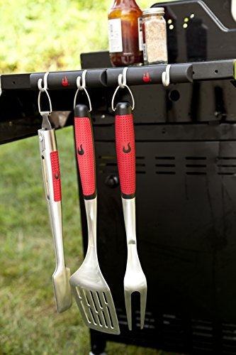 Char- Broil Zubehör, 3-teiliges Premium Grillzubehörset, silber / schwarz / rot, 45 x 16 x 3 cm - 2