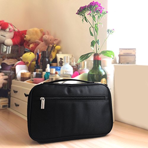 Becoyou Multifunktionale Kosmetiktasche von Höher Quilität Schminktasche Make-up Organizer Tasche für Pinsel Aufbewahrung Kulturtasche Kulturbeutel Kosmetiktüte für Reise und zu Hause (Schwarz) - 2