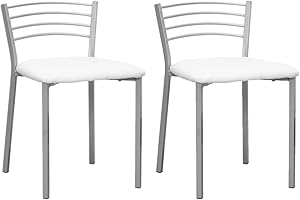 Shiito | Pack de 2 Taburetes de Cocina | Asientos de Polipiel Blanco | Modelo SINTRA