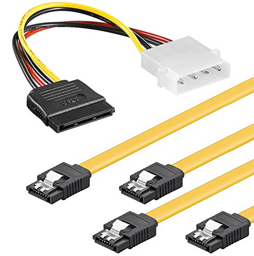 baytronic SATA Kabel Set 2x 0,5m mit Verriegelung + 4 Pin Stromadapter