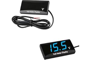 Bostar Voltímetro moto 12V Digital Pantalla LED Display Voltímetro Coche Motocicletas Impermeable azul