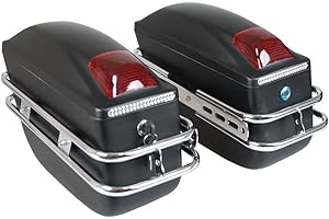Shkalacar Sac de Moto,Sacoches rigides pour Moto, boîte de Rangement latérale Universelle, Coffre arrière avec lumière et Verrouillage, 1 Paire