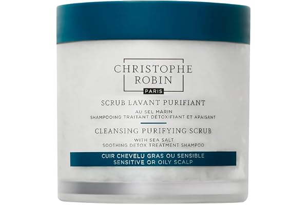 Christophe Robin Cleansing Purifying Scrub with Sea Salt 250ml – Exfoliating Scalp Treatment, Removes Impurities & Detoxifies, Soothes & Refreshes Scalp