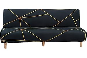 Mingfuxin Armless Sofa Bed Cover, Spandex Stretch Futon Slipcover Protector, Non-Slip Elastic Folding Couch Sofa Shield Fits for 2-3 Seater Folding Sofa Bed without Armrests(Printed #2842)