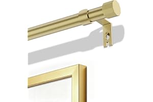 JIALEXIN Gold Curtain Pole for Windows, 40-188cm Curtain Poles Set for Eyelet Curtains, 1'' Diameter Adjustable Length Curtain Rod, Easy Install Decorative Metal Adjustable Curtain Pole