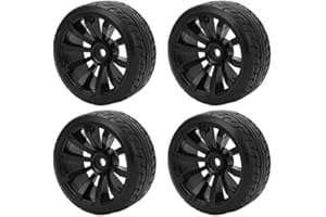 SUNGOOYUE RC Reifen und Set, 4 STÜCKE 1/10 Drift Autoreifen Schwarz Hartreifen RC Gummireifen mit hoher Griffigkeit für TT02 On Road Drifting Car langlebiges Reifenset