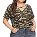 Produktbild Bluse Elegant Große Größen Oberteile Sexy Party Tops Sommer Damen Hemd Kurz Mode Frauen Casual V-Ausschnitt Plus Size Camouflage Aushöhlen Tops T-Shirts Oversize XL-XXXXXL