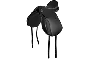 A&M Reitsport Baumloser VSD Sattel Boston aus Büffelleder Schwarz, Mit Klettkissen, Größe:16 Zoll