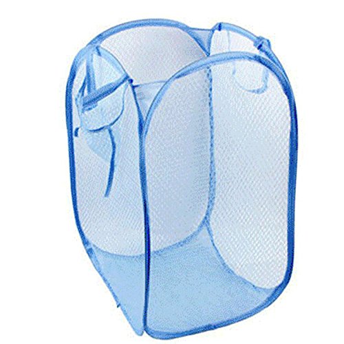 Fuibo Faltbare Pop Up Washing Kleidung Wäsche Korb Tasche Hamper Mesh Storage (Hellblau)