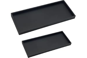 BURKFEEG 2 x taca łazienkowa, czarna, prostokątna taca, do łazienki, taca do przechowywania, silikonowa taca dekoracyjna na umywalkę, wannę, zlew kuchenny i toaletę