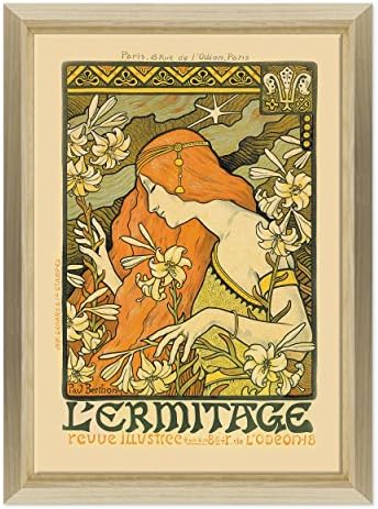 Picture on canvas – FRAMED – READY TO HANG – Toulouse Lautrec Vintage Advertising Advertising – Liberty – Bohemian Art Nouveau Style Measurements: 70 x 100 cm E - Colore Legno Naturale Design