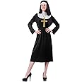 Aomig Nun Costume Women, 4 Pcs Adults Nun Dress Up Costume for Halloween Cosplay, Ladies Nun Fancy Dress Costume Accessories Nun Hat Nun Cross, Plus Size the Nun2 Costume Carnival Themed Party Outfits