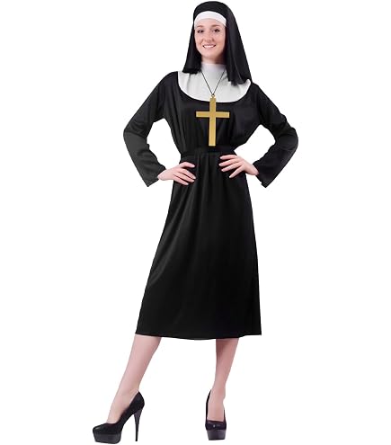 I LOVE FANCY DRESS Costume de nonne enceinte pour femme. Une tunique noir une collerette blanche une coiffe noir ceinture un ventre gonflable. (Small I LOVE FANCY DRESS Costume de nonne enceinte pour femme. Une tunique noir une collerette blanche une coiffe noir ceinture un ventre gonflable. (Small