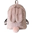 WINBST Bunny Backpack, Mini Backpack Plush with Rabbit Ear Fuzzy Bunny Purse Handbags Bags, Pink