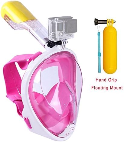 Snorkeling Mask,180° View Scuba Diving Full Face Free Breath Design Breath Ventilation Concept Anti-Leak Anti-Fog Swimming Mask For Gopro Hero 4/3+/3/2/1 SJ4000 SJ5000,Xiaomi Yi Sports Action Camera (Pink, S/M)