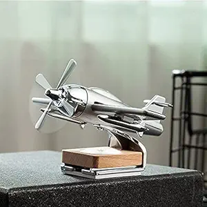 BKN Trending New Helicopter alloy Solar Car Air Freshener Aromatherapy Car Interior Decoration Accessories Perfume Diffuser (Silver_Black, Random)