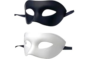 LECMACY Man Face Masquerade Mask for Venetian Greek Roman Party Mardi Gras Mask Design Mythological Greek Style, Fit for Halloween Christmas Mardi Gras Party (White + Black)