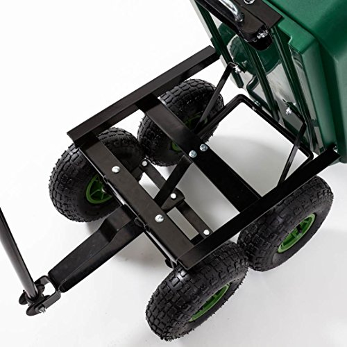 Gartenwagen mit Kippfunktion, 100 kg Tragkraft, Metall, Wanne, kippbar, Gartenkarre, Gerätewagen, Transportwagen, Handwagen, Handkarren, Luftbereifung, Lenkachse, Kippwagen, Muldenkipper, IZZY SPORT - 5