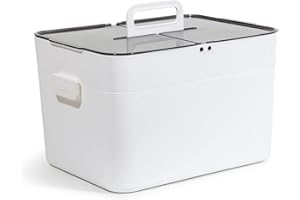 Theo&Cleo - Contenitore per medicinali, Grande, Kit di Pronto Soccorso, Scatola per medicinali, XXL, Stile Vintage, Bianco