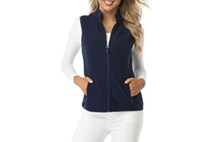 fuinloth Gilet in pile da donna,Termico Senza Maniche Elegante Collare Eretto con Zip e Tasca