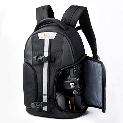 K&F Concept® Kamerarucksack Camera Backpack Fotorucksack Kameratasche für Canon Nikon Sony SLR-Kamera inkl. Kamera-Schnellzugriff Stativhalterung und Regenschutzhülle Schwarz S - 4