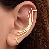 Einzelohrring vergoldeten Ohr-Manschette, 925 Sterling-Silber Ohrklemme, modern Ohr Crawler, keine durchbohrten Ear Cuff, kein Piercing Ohrring handgefertigt von Emmanuela