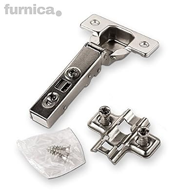 FURNICA 10x Charnière fermeture silencieuse de cabinet + Euro et vis de fixation