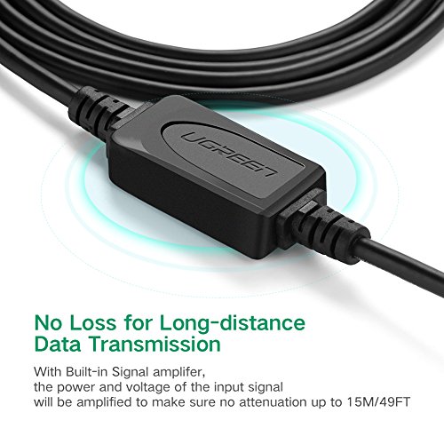 UGREEN Druckerkabel 15m Drucker Anschlusskabel Aktiv Scannerkabel USB Kabel A/B USB 2.0 Stecker A auf Stecker B für HP, Canon, Lexmark, Epson, Dell/Vergoldete Kontakte - 3