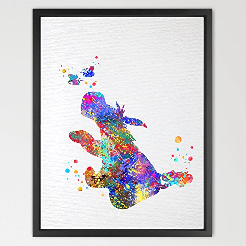 Dignovel Studios A4 Eeyore from Winnie the Pooh watercolour illustration Art Print Cartoon Characters Art Nursery decor Kids Art Print Wedding Birthday Gift N079-Unframed