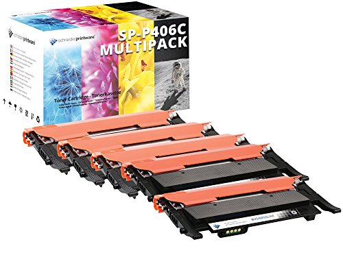 5 Schneider Printware Toner | 50 Prozent höhere DRUCKLEISTUNG | nach ( ISO-Norm 19798) als Ersatz für CLT-P406C, CLT-K406S, CLT-C406S, CLT-M406S, CLT-Y406S, Samsung CLP-360, CLP-360N, CLP-360ND, CLP-365, CLP-365W, CLX-3300, CLX-3305, CLX-3305FN, CLX-3305FW, CLX-3305W, Xpress C410w, C460FW, C460W Schwarz,Cyan,Magenta,Gelb