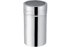 ‎MUMUSUKI Puderzuckerstreuer, Edelstahl-Pulverstreuer mit Deckel, Pulverdosen mit Feinmaschigem Netz für Kaffee, Cappuccino, Latte, Küche Backen, Kochen, Geschenk (L)