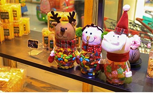 Christmas Candy Jars, 3 Pack with lid Candy Container Set Sugar Bowls Candy Gift Bottles for Kids Xmas Party Decoration