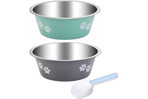 JIEYAN Hundenapf 2 Stück, Futternapf aus Edelstahl mit Rutschfestem Silikonboden, Wassernapf und Fressnapf für Kleine, Mittelgroße und Große Hunde und Katzen（1560ml