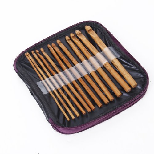 20 Stück Bambus Häkelnadeln Stricknadeln Set mit Etui - 4