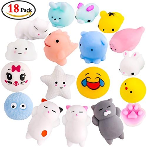 Squeeze toys, KeNeer Kawaii Squishies Soft Squishy Relief Stress Toys as Gift for Kids, Enjoying Yourself(18 Pcs/Set, Rich Styles&Colors)