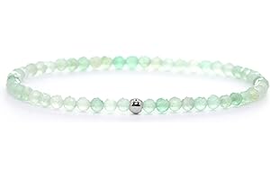 Echtes Grüner Aventurin Edelstein Armband mit facettierten 3mm Perlen - verschiedene Längen - Heilstein Schutzstein Edelsteinarmband Glücksbringer Talisman Geschenk (Gr. Avent., 16CM)