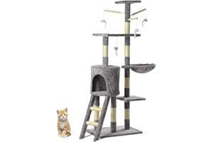locallocal Cat Tree Activity Center kitten climbing tower play frame with gray cat playtoy