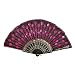 Produktbild REALIKE Damen Handfächer Retro Pfauöffnung Chinesischer Stoff Fächer Bambusgriff Wandfächer Hochzeit Party Tanzen Fasching Blüten Japanischer Faltfächer Dekoration Geschenk Tanzabend Karnevals